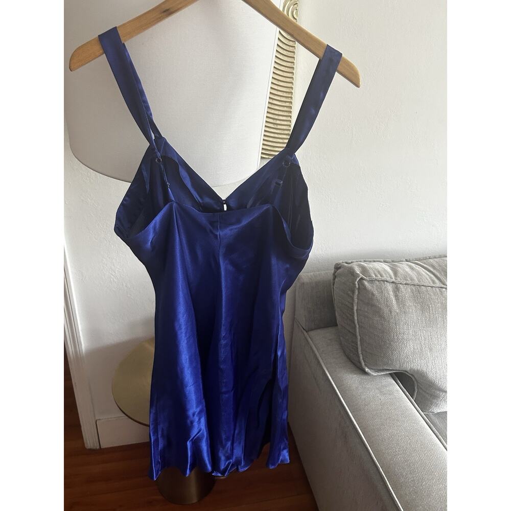 Cacique Blue  Satin Teddy Romper Lingerie SZ L Whimsigoth Fairy - Picture 3 of 11